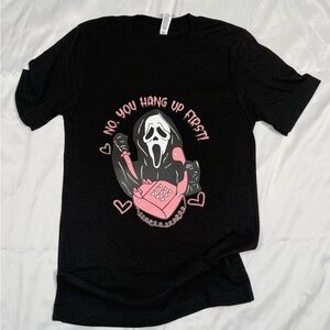 Bella Canvas Black Graphic Tee with Pink Scream Design